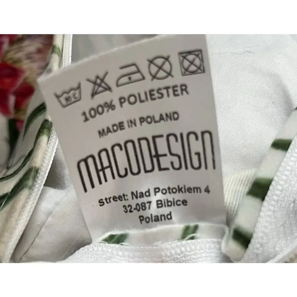 Macodesign 2 Square Pillow Covers Botanical Floral Velvet 14” x 14” Poland Decor